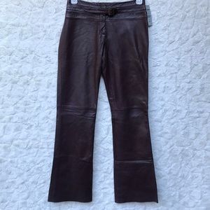 NWT Caché Eggplant Lambskin Leather Pants Sz6